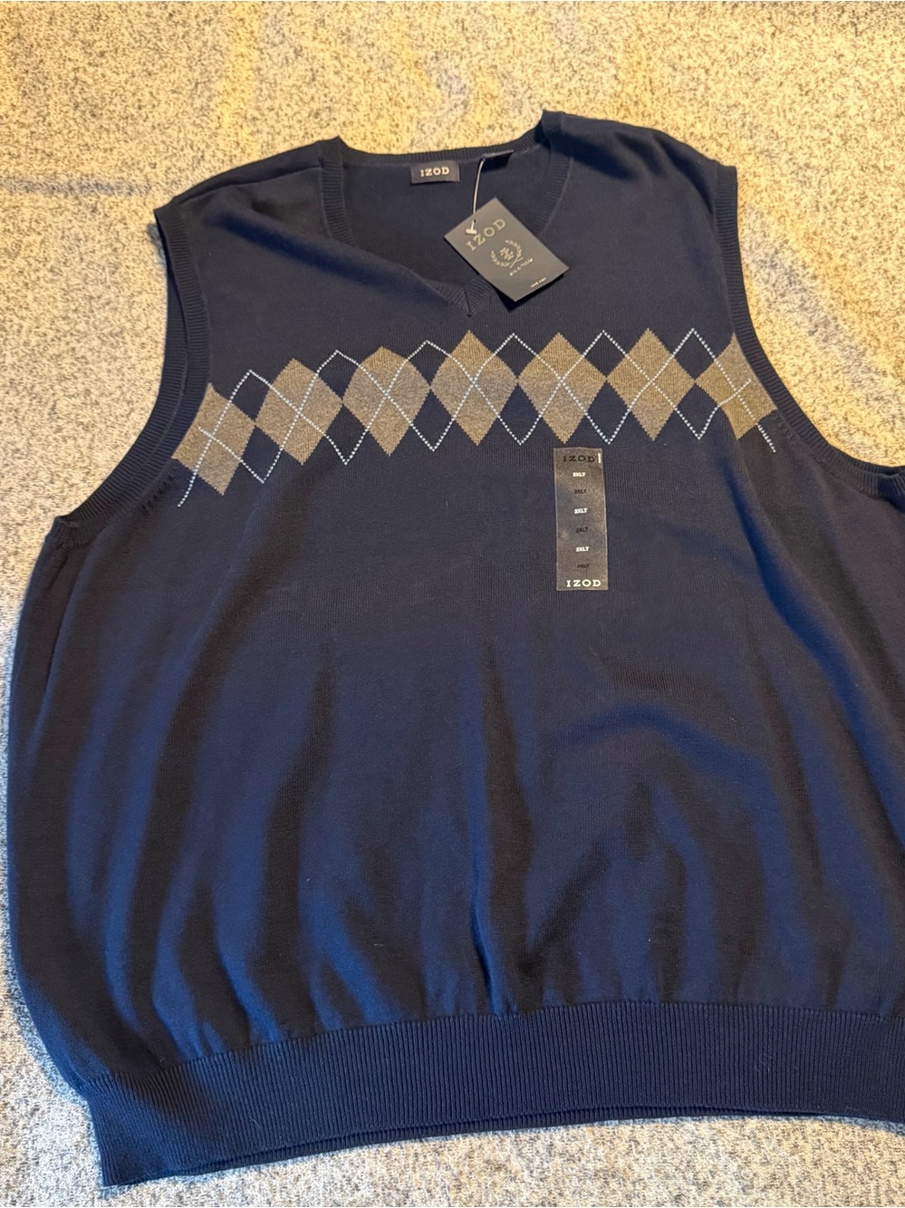 IZOD Navy Argyle Cotton‎ Blend Sweater Vest 2xlt nwt
